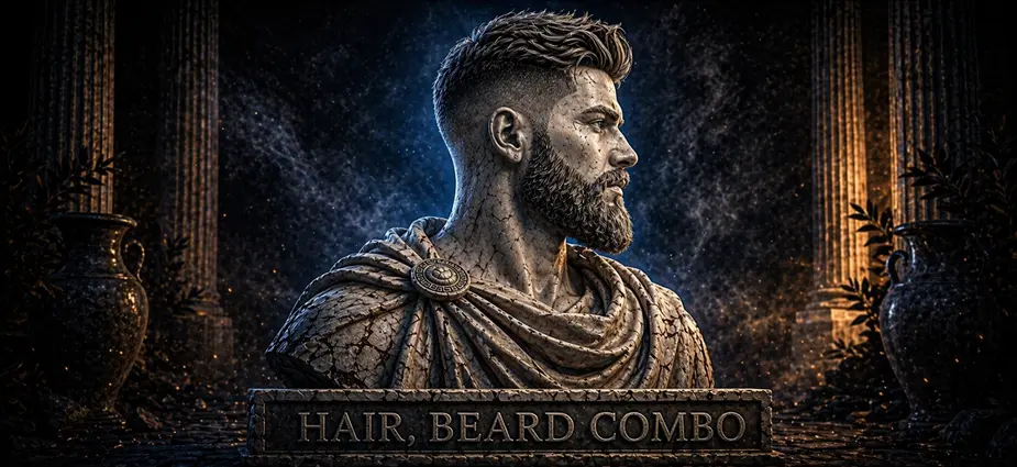 Hair, beard combo